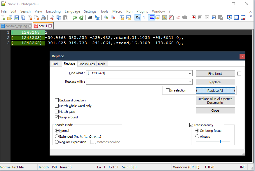 Deleting the time data