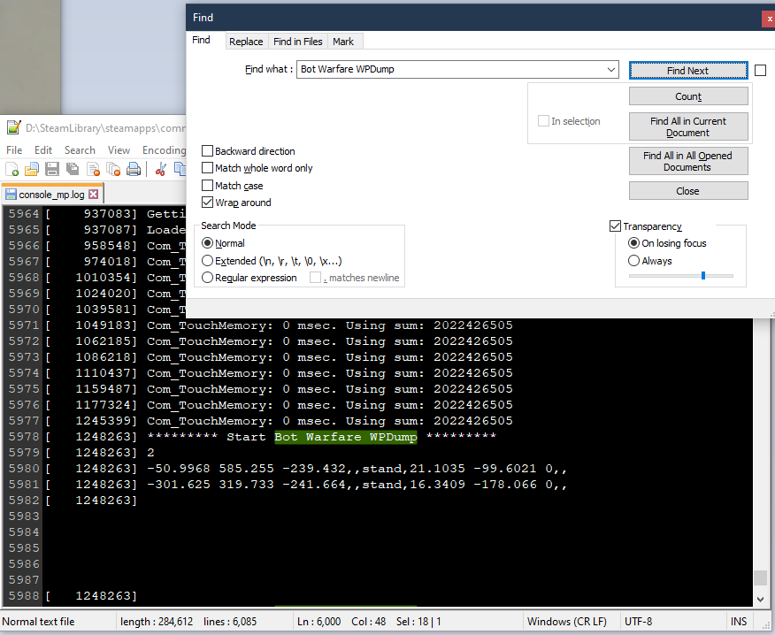 Finding the WPDump data
